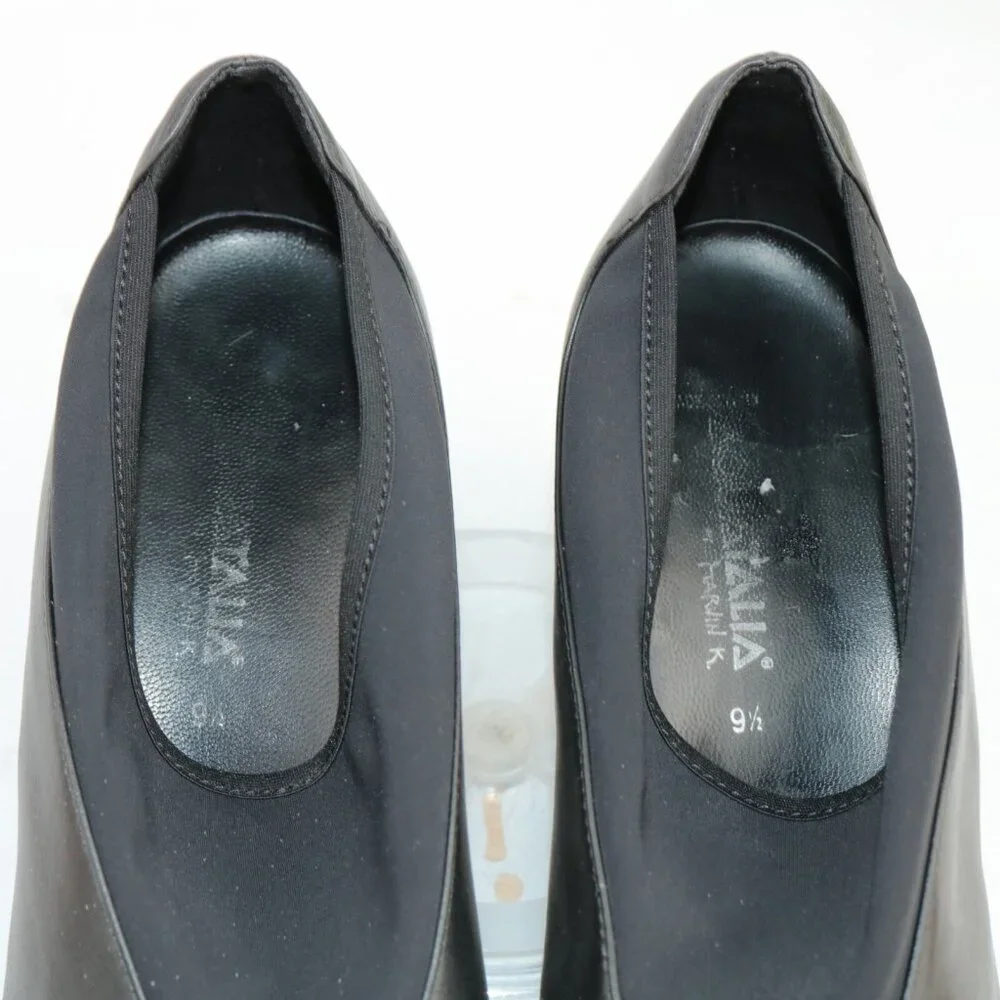 Aquatalia Womens Boot Size 9.5‎ Waterproof Black Leather Bootie Wedge Heel Pumps